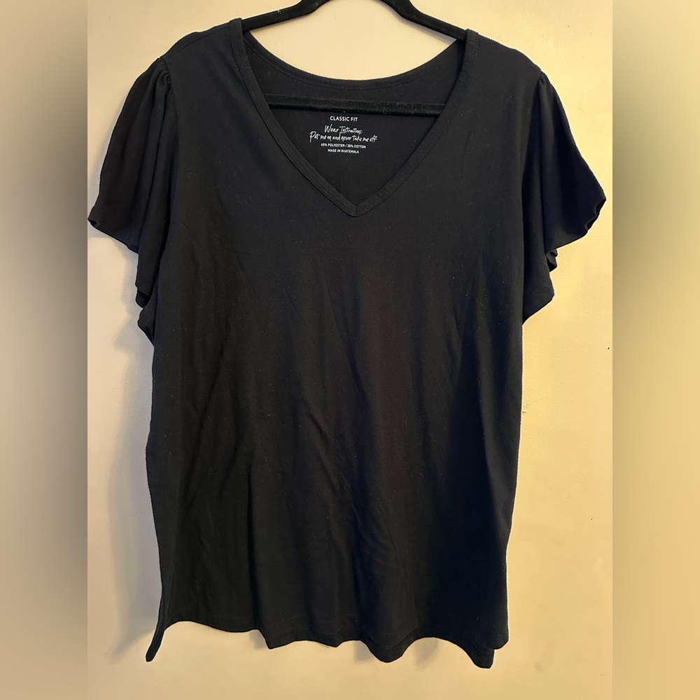 Torrid Black Ruffle Sleeve Tee